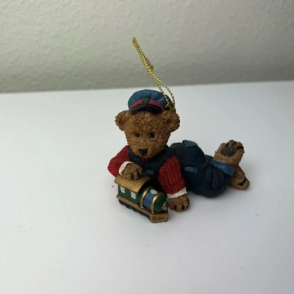 Kirkland Signature Conductor Engineer Bear Playing Train Christmas Ornament